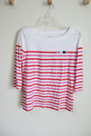 LOFT Red Pink Striped Lipstick Shirt | M