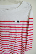 LOFT Red Pink Striped Lipstick Shirt | M