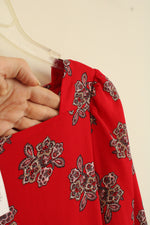 NEW Loft Red Square Neck Paisley Print Flowy Blouse | XS