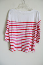 LOFT Red Pink Striped Lipstick Shirt | M