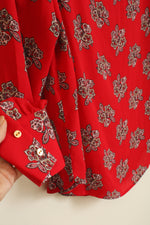 NEW Loft Red Square Neck Paisley Print Flowy Blouse | XS