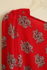 NEW Loft Red Square Neck Paisley Print Flowy Blouse | XS