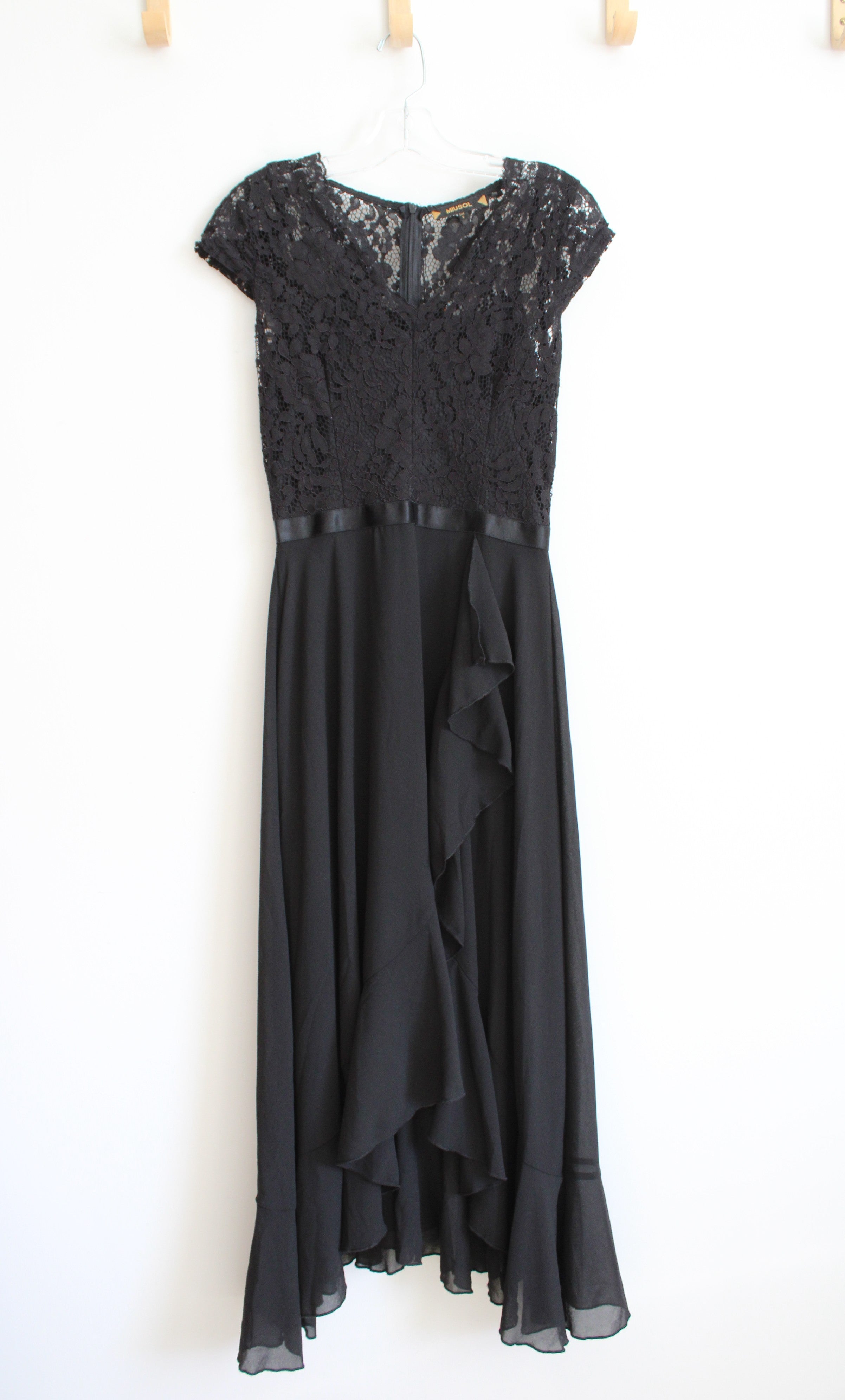 NEW Miusol Black Lace Ruffled High/Low Dress | S
