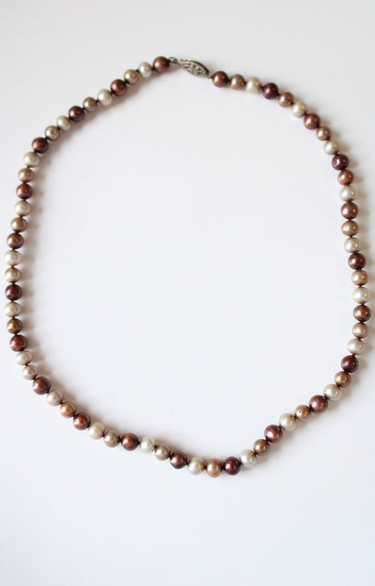 Genuine Brown & Tan Pearl Necklace