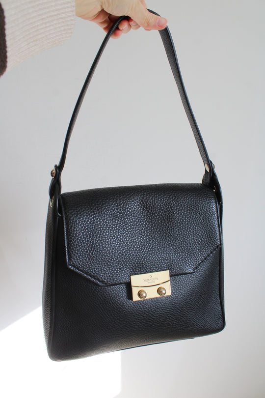 Kate Spade Black Pebble Leather Stewart Street Lynea Satchel Purse