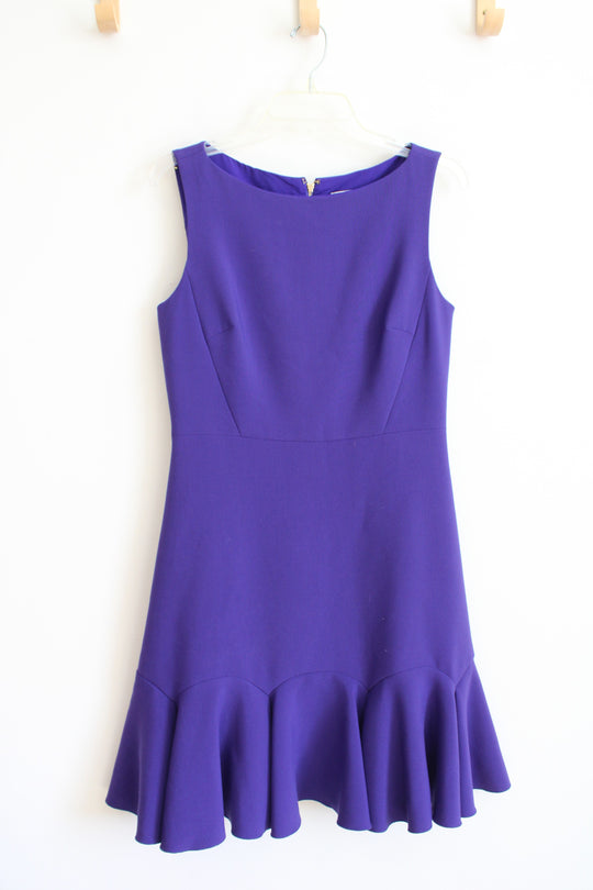 Kate Spade Purple Crepe Flounce Dress | 6