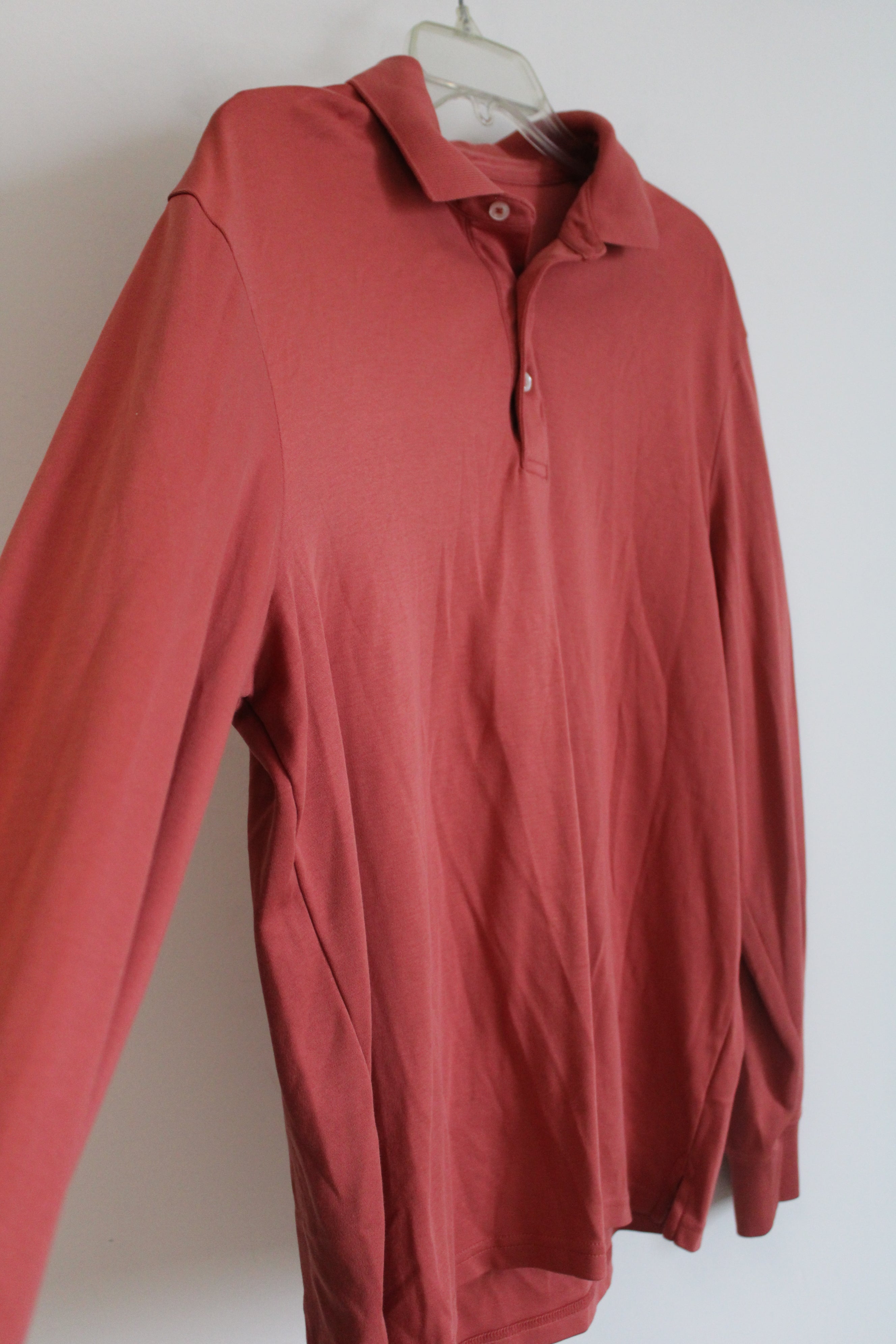 Lands' End Traditional Fit Clay Colored Collared Shirt | L