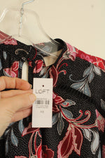 NEW Loft Blue and Red Dot and Floral Ruffle Sleeve Blouse | XS