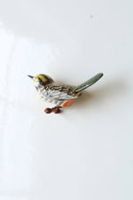 Vintage Hand Carved Wood Bird Brooch Pin