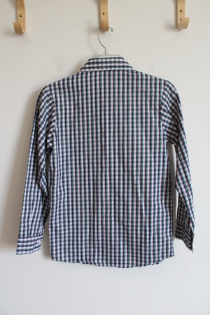 Izod Blue Green & Red Plaid Button Down Shirt