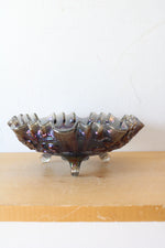Imperial Rose Carnival Glass 3-footed Bowl