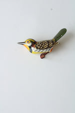 Vintage Hand Carved Wood Bird Brooch Pin