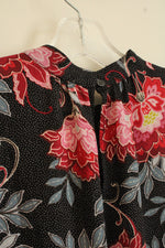 NEW Loft Blue and Red Dot and Floral Ruffle Sleeve Blouse | XS