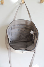 Michael Kors Rivington Stud Pearl Gray Leather Large Tote Bag