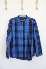 NEW Calvin Klein Jeans Blue Black & Red Plaid Button Down Shirt | XL