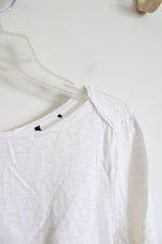 White Ribbon Edged Cotton Blend Tee | M