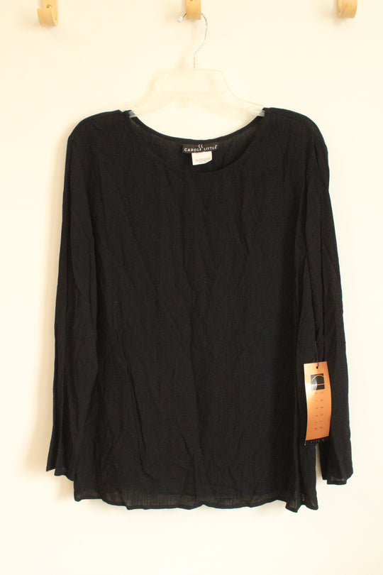 NEW Carole Little Black Lightweight LS Rayon Top | 12