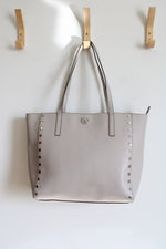 Michael Kors Rivington Stud Pearl Gray Leather Large Tote Bag