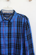NEW Calvin Klein Jeans Blue Black & Red Plaid Button Down Shirt | XL