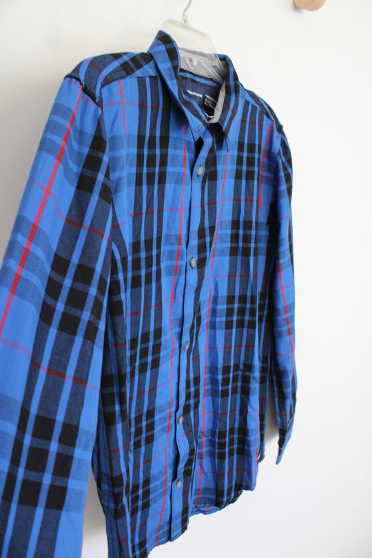 NEW Calvin Klein Jeans Blue Black & Red Plaid Button Down Shirt | XL