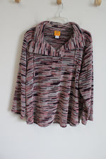 Ruby Rd. Pink Burgundy Knit Pullover Top | 1X