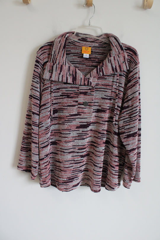 Ruby Rd. Pink Burgundy Knit Pullover Top | 1X