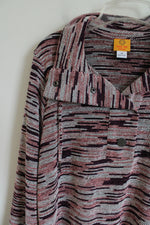 Ruby Rd. Pink Burgundy Knit Pullover Top | 1X