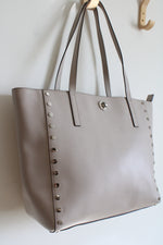 Michael Kors Rivington Stud Pearl Gray Leather Large Tote Bag