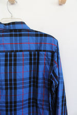 NEW Calvin Klein Jeans Blue Black & Red Plaid Button Down Shirt | XL