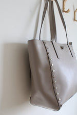 Michael Kors Rivington Stud Pearl Gray Leather Large Tote Bag