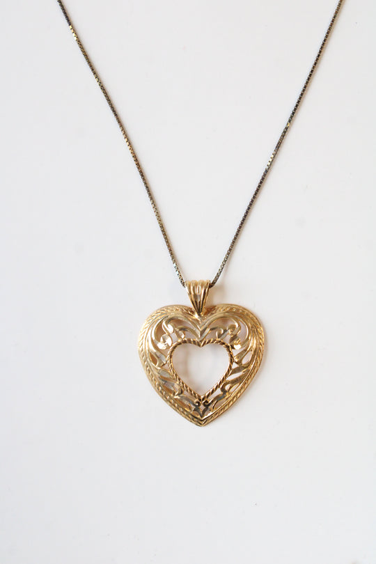 Gold Tone Sterling Silver Heart Necklace