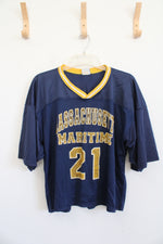 Atlantic Sportswear Blue & Yellow #21 Massachusetts Maritime Cropped Jersey | XL