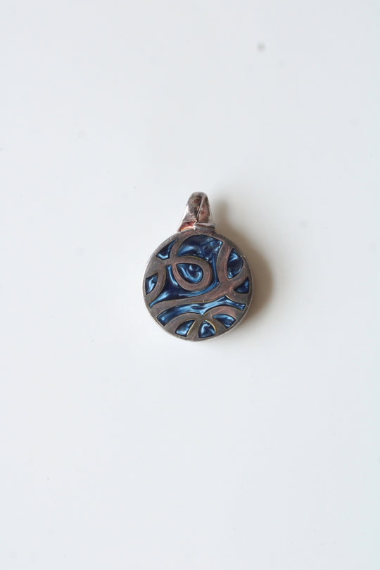 Sterling Silver Blue Enamel Necklace Pendant