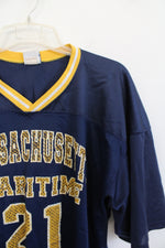 Atlantic Sportswear Blue & Yellow #21 Massachusetts Maritime Cropped Jersey | XL