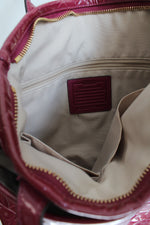 Coach Peyton Patent Leather Logo Embossed Medium Berry Pink Shoulder Bag