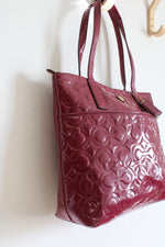 Coach Peyton Patent Leather Logo Embossed Medium Berry Pink Shoulder Bag