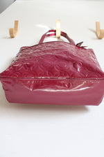 Coach Peyton Patent Leather Logo Embossed Medium Berry Pink Shoulder Bag