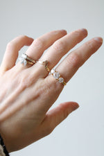 925 Gold Stone Tri-Stone CZ Ring | Size 7