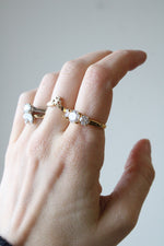 925 Gold Stone Tri-Stone CZ Ring | Size 7