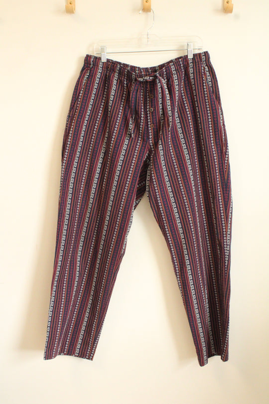 The Territory Ahead Purple Orange and Navy Tribal Print Cotton Drawstring Pants | XL