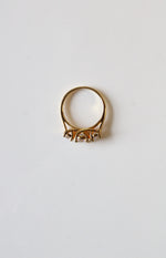 925 Gold Stone Tri-Stone CZ Ring | Size 7