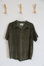 Oliver Spencer Olive Green Organic Short-Sleeved Collared Shirt | L
