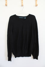 Perry Ellis Black V-Neck Sweater | XL
