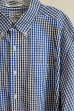 L.L. Bean Traditional Fit Blue Gingham Long Sleeved Button Down Shirt | XL Tall
