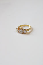925 Gold Stone Tri-Stone CZ Ring | Size 7