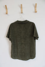 Oliver Spencer Olive Green Organic Short-Sleeved Collared Shirt | L