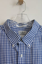 L.L. Bean Traditional Fit Blue Gingham Long Sleeved Button Down Shirt | XL Tall
