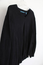 Perry Ellis Black V-Neck Sweater | XL