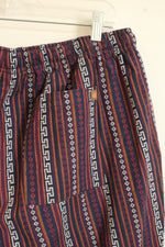 The Territory Ahead Purple Orange and Navy Tribal Print Cotton Drawstring Pants | XL
