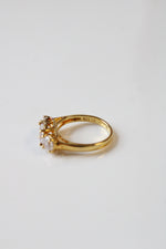 925 Gold Stone Tri-Stone CZ Ring | Size 7